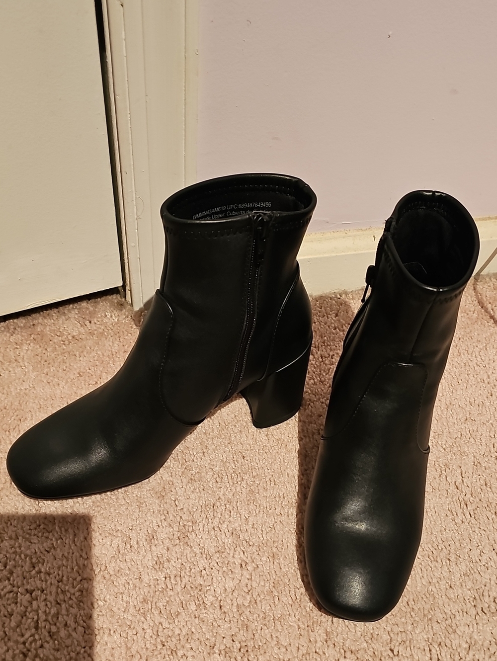 Women's Black Ankle Booties with Block Heel - Sleek Side Zip